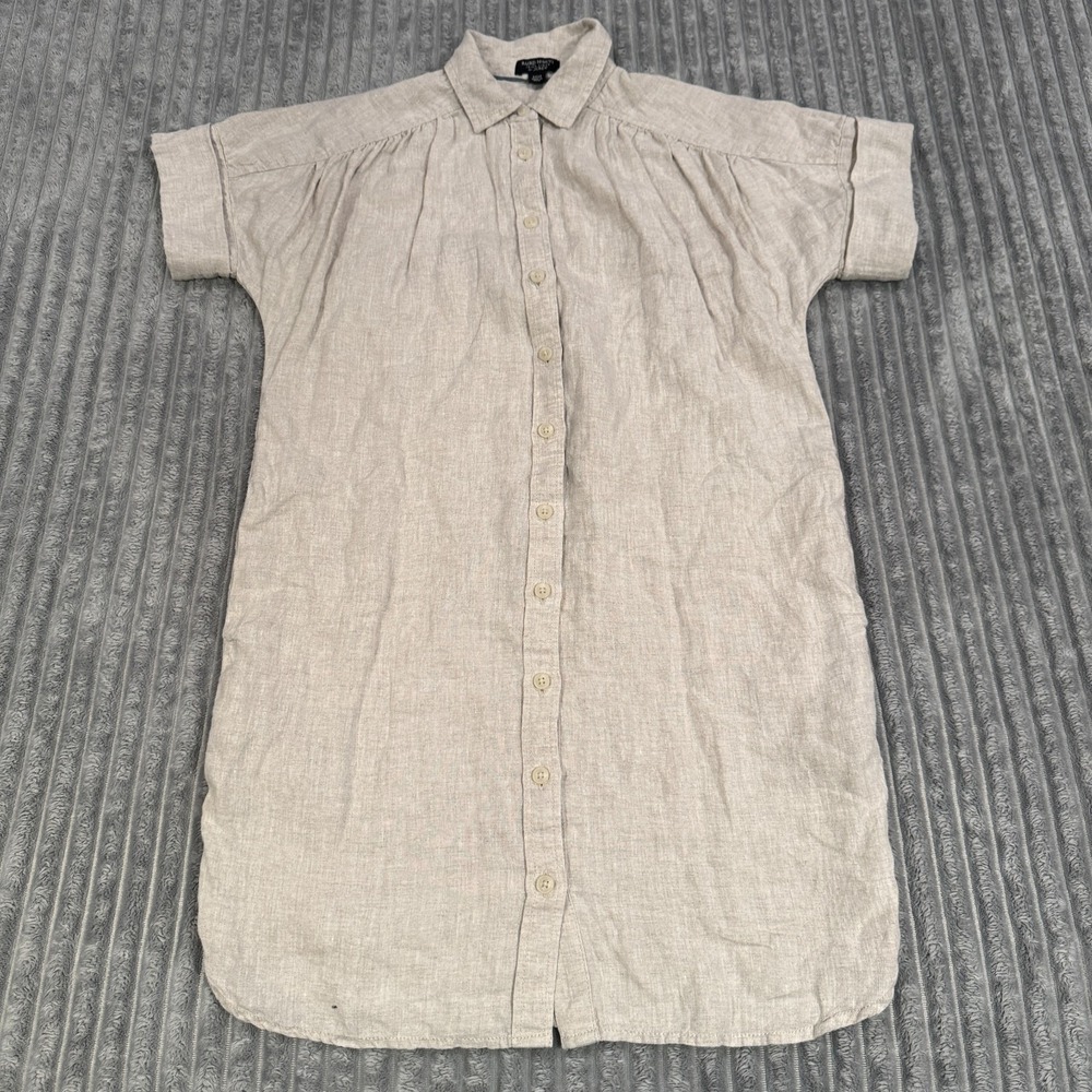 J Crew Shirt Dress Womens XXS Beige Irish Linen Baird McNutt Coastal Mini Button